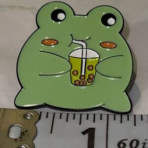 Frog Drinking Boba Pin Brooch